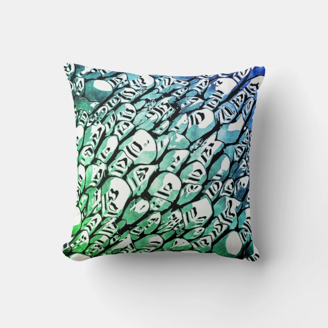 Blue and Green Throw Pillow (Front)