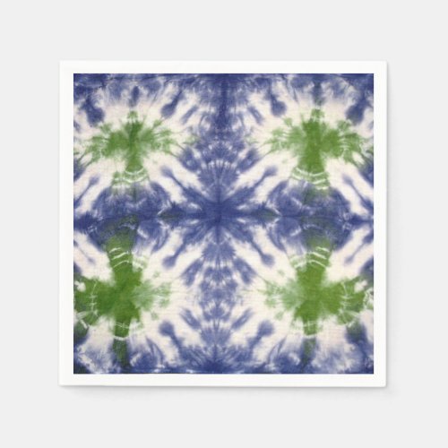 Blue and Green Tie Dye Paper Napkins