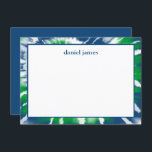 Blue and Green Tie Dye Personalized Flat Note Card<br><div class="desc">This trendy thank you flat card features a  blue and green tie dye design.  Add your text using the template form.  Change the font,  layout and colors using the Customize feature.</div>