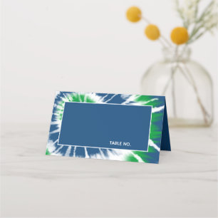 Blue and Green Tie Dye Personalized Place Card