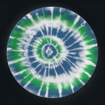 Blue and Green Tie Dye Spiral Party Plate<br><div class="desc">This fun plate features a blue and green tie dye spiral.  If you would like to add text,  use the "customize further" option.</div>