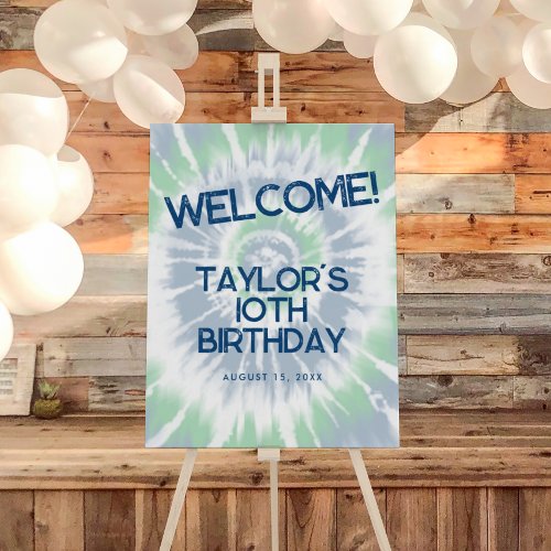 Blue and Green Tie Dye Welcome Sign