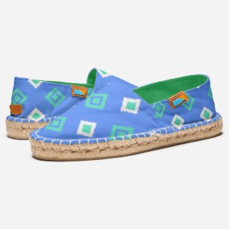 Blue and Green Traditional Tribal Ikat Pattern Espadrilles