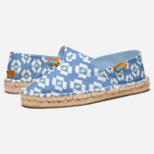 Blue and Green Traditional Tribal Ikat Pattern Espadrilles