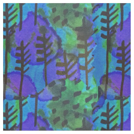 Blue and Green Trees Fabric