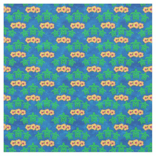 Blue and Green Tribal Green Sea Turtles Fabric