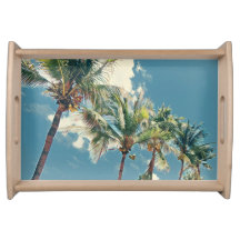 Blue and Green Tropical Palm Tree