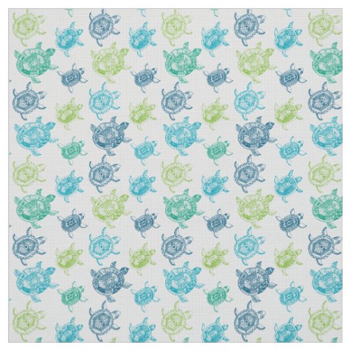 Blue and Green Turtles Fabric
