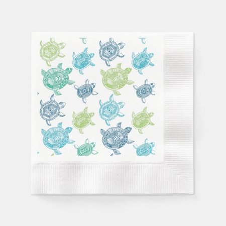 Blue And Green Turtles Paper Napkins