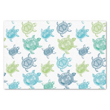 Blue And Green Turtles Tissue Paper