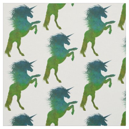 Blue and Green Unicorn Fabric