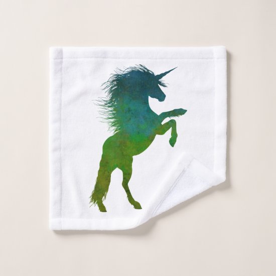 Blue and Green Unicorn Wash Cloth