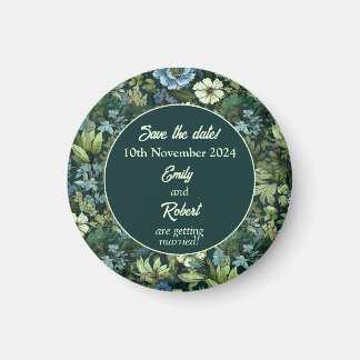Blue and Green Victorian Wildflowers Romantic Magnet
