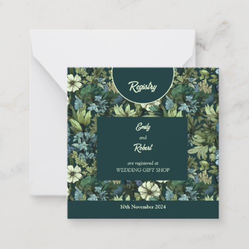 Blue and Green Victorian Wildflowers Romantic  Note Card