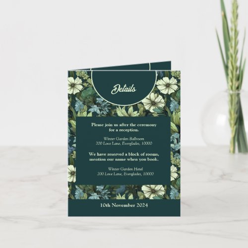 Blue and Green Victorian Wildflowers Romantic  Note Card