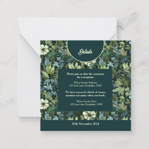 Blue and Green Victorian Wildflowers Romantic  Note Card