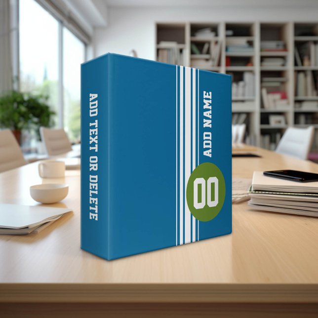 Blue and Green Vintage Racing Stripes Binder (Custom Sports Theme Binder)