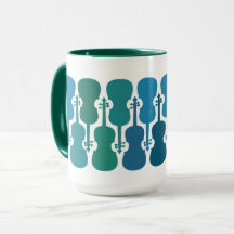 Blue and Green Violin Coffee Mug