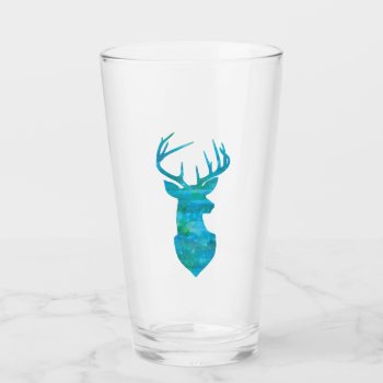Blue And Green Watercolor Deer Trophy Art Glass by CandiCreations at Zazzle