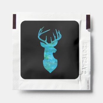 Blue And Green Watercolor Deer Trophy Art Hand Sanitizer Packet by CandiCreations at Zazzle