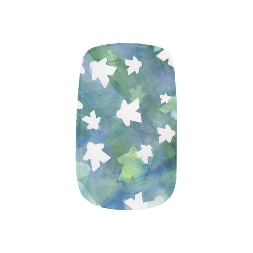 Blue and Green Watercolor Game Night Meeple Minx Nail Art