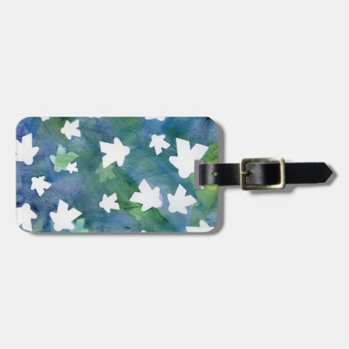 Blue and Green Watercolor Meeple Painting Canvas P Luggage Tag