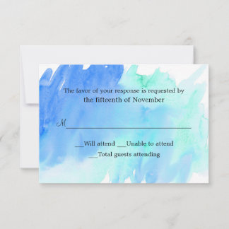 Blue and Green Watercolor Wash RSVP Card