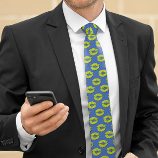 Blue and Green XOXO Kissing Lips Neck Tie