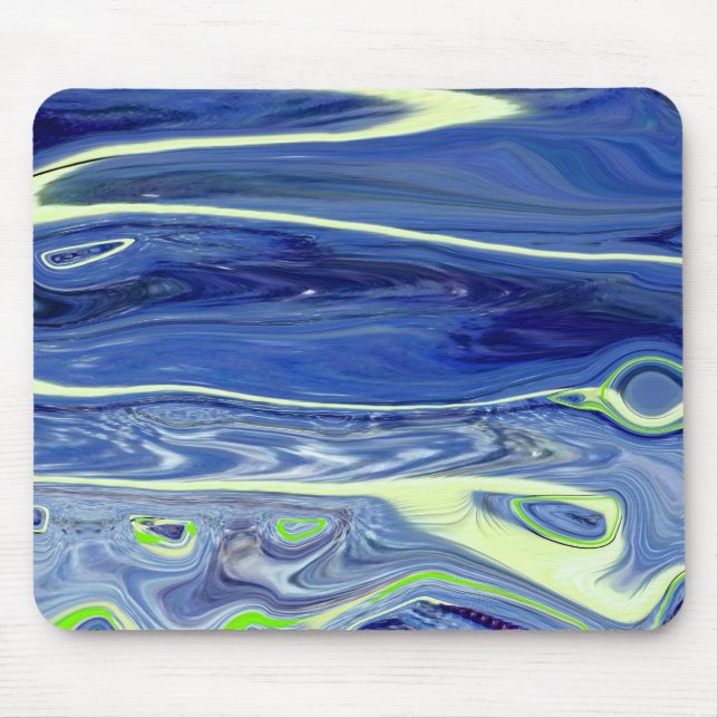 Blue and GreenLiquid Abstract Mouse Pad (Front)