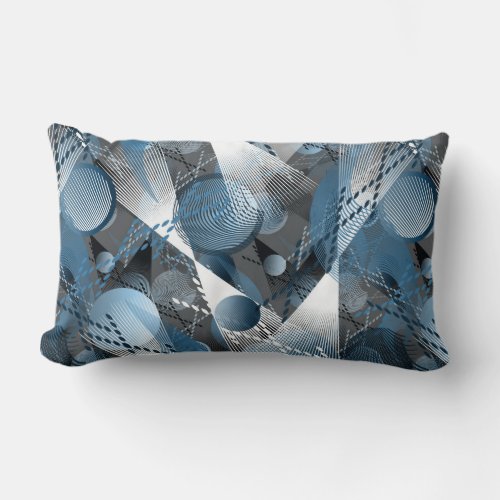 Blue and grey Abstraction Lumbar Pillow