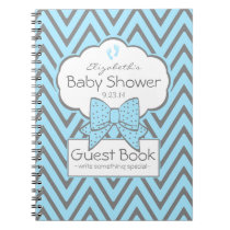 Blue and Grey Chevron Baby Shower Guest Book |