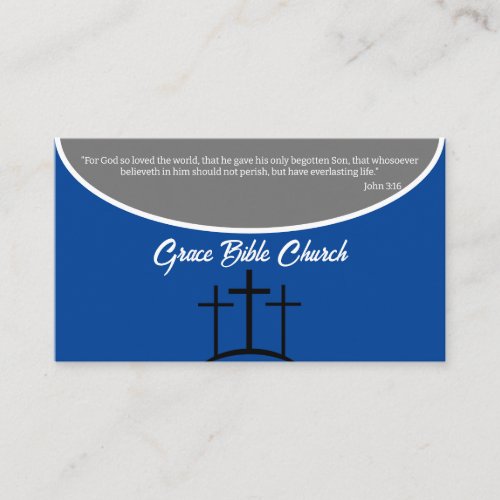 Blue and Grey Cross Pastor or Deacon Church Business Card
