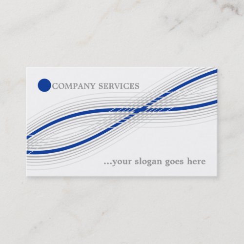 Blue and grey crossed curved lines and circle business card
