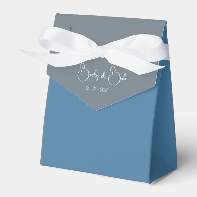  Blue And Grey Favor Boxes (Front Side)