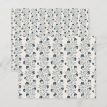 Blue and Grey Floral Pattern Scrapbook Paper