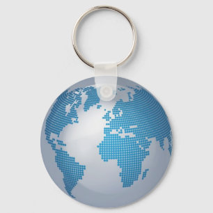 Blue and Grey Globe Keychain