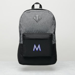 Blue and Grey Monogram Grey Port Authority® Backpack
