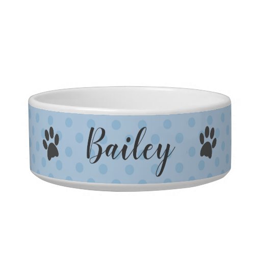 Blue and Grey Paw Prints  Personalized Bowl