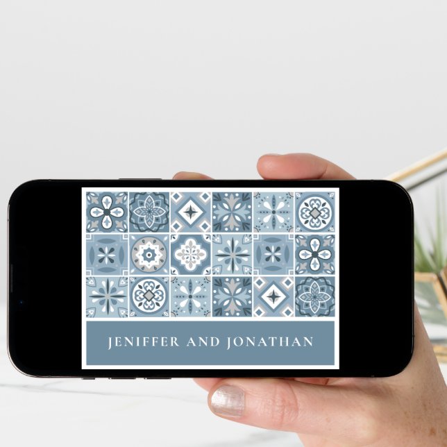 BLUE AND GREY SPANISH TILES THANK YOU CARD (Front Digital)