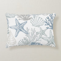 Blue And Grey Starfish Seashell Beachy Design
