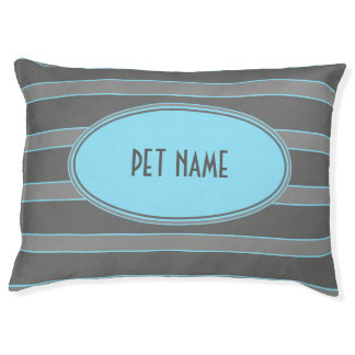 Blue and grey striped Personalized dog bed