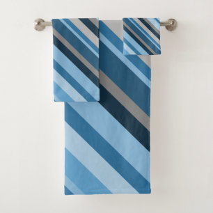 Blue and Grey Stripes Towel Set