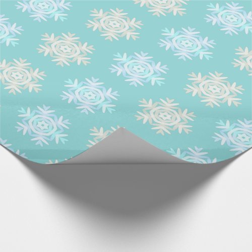 Blue and Grey Winter Snowflake Pattern Wrapping Paper