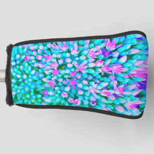 Blue and Hot Pink Succulent Sedum Flowers Detail Golf Head Cover