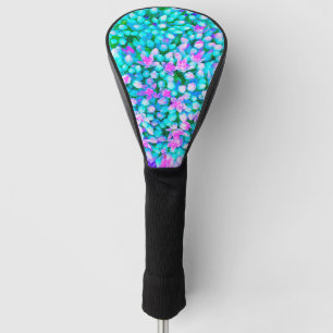 Blue and Hot Pink Succulent Sedum Flowers Detail Golf Head Cover