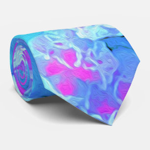 Blue and Hot Pink Succulent Underwater Sedum Neck Tie