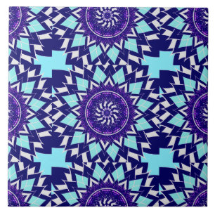 blue and indigo mandala ceramic tile