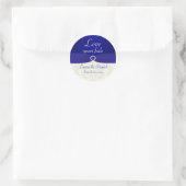 Blue and Ivory Damask 1.5" Round Wedding Sticker (Bag)