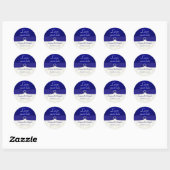 Blue and Ivory Damask 1.5" Round Wedding Sticker (Sheet)