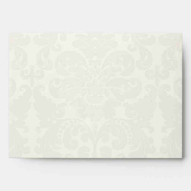 Blue and Ivory Damask A7 Envelope for 5"x7" Sizes (Front)